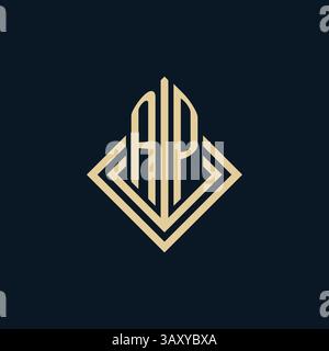 Initials AP logo rhombus lines shape style, luxury modern real estate logo design vector graphic Stock Vector