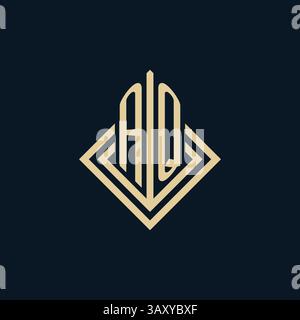 Initials AQ logo rhombus lines shape style, luxury modern real estate logo design vector graphic Stock Vector