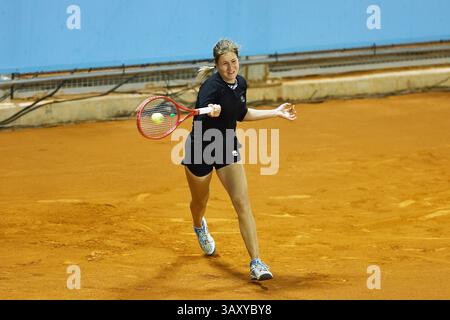 Anastasia Zakharova during her match against Madison Keys on day three
