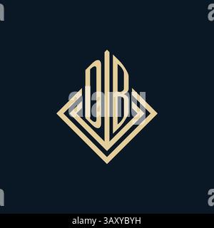 Initials DB logo rhombus lines shape style, luxury modern real estate logo design vector graphic Stock Vector