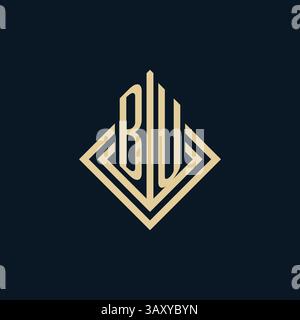 Initials BU logo rhombus lines shape style, luxury modern real estate logo design vector graphic Stock Vector