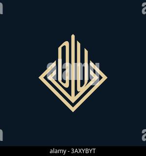 Initials DU logo rhombus lines shape style, luxury modern real estate logo design vector graphic Stock Vector