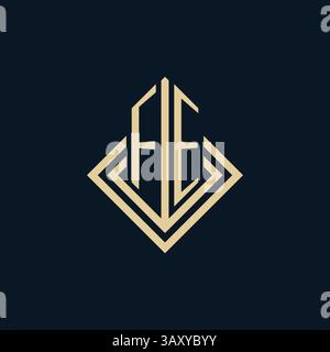 Initials FE logo rhombus lines shape style, luxury modern real estate logo design vector graphic Stock Vector