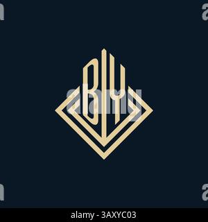 Initials BY logo rhombus lines shape style, luxury modern real estate logo design vector graphic Stock Vector