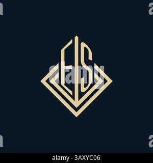 Initials ES logo rhombus lines shape style, luxury modern real estate logo design vector graphic Stock Vector