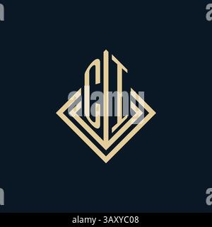 Initials CI logo rhombus lines shape style, luxury modern real estate logo design vector graphic Stock Vector