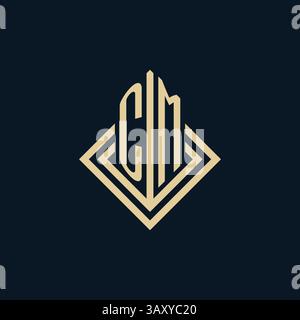 Initials CM logo rhombus lines shape style, luxury modern real estate logo design vector graphic Stock Vector
