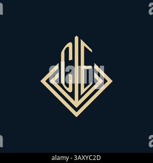 Initials CE logo rhombus lines shape style, luxury modern real estate logo design vector graphic Stock Vector