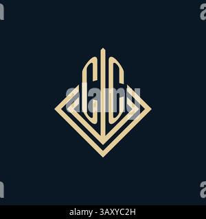 Initials CC logo rhombus lines shape style, luxury modern real estate logo design vector graphic Stock Vector