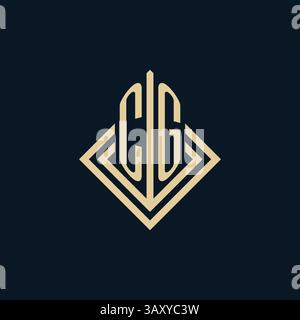 Initials CG logo rhombus lines shape style, luxury modern real estate logo design vector graphic Stock Vector