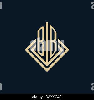 Initials BB logo rhombus lines shape style, luxury modern real estate logo design vector graphic Stock Vector