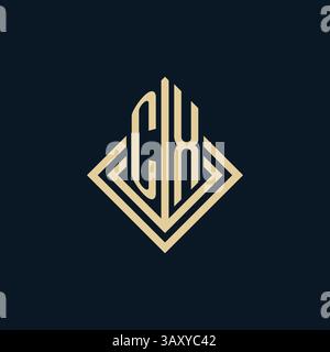Initials CX logo rhombus lines shape style, luxury modern real estate logo design vector graphic Stock Vector
