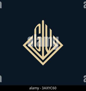 Initials GV logo rhombus lines shape style, luxury modern real estate logo design vector graphic Stock Vector