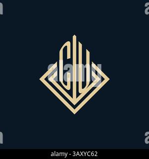 Initials CU logo rhombus lines shape style, luxury modern real estate logo design vector graphic Stock Vector