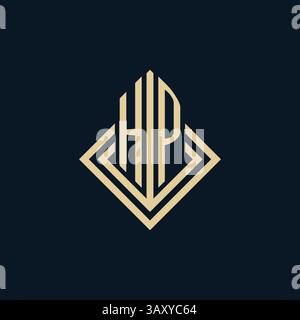Initials HP logo rhombus lines shape style, luxury modern real estate logo design vector graphic Stock Vector