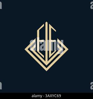 Initials EE logo rhombus lines shape style, luxury modern real estate logo design vector graphic Stock Vector