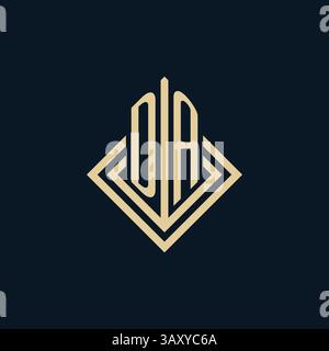 Initials DA logo rhombus lines shape style, luxury modern real estate logo design vector graphic Stock Vector