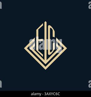 Initials EC logo rhombus lines shape style, luxury modern real estate logo design vector graphic Stock Vector