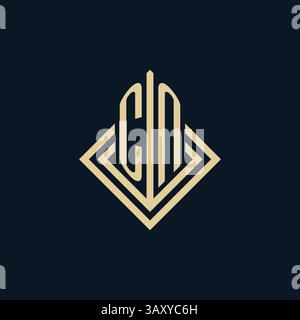 Initials CN logo rhombus lines shape style, luxury modern real estate logo design vector graphic Stock Vector