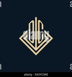 Initials DC logo rhombus lines shape style, luxury modern real estate logo design vector graphic Stock Vector