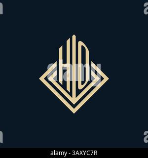 Initials HO logo rhombus lines shape style, luxury modern real estate logo design vector graphic Stock Vector