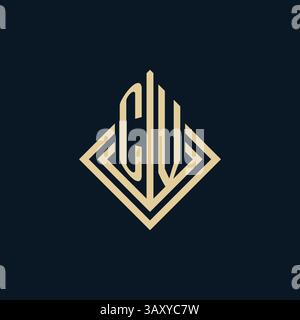 Initials CV logo rhombus lines shape style, luxury modern real estate logo design vector graphic Stock Vector