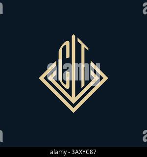 Initials CT logo rhombus lines shape style, luxury modern real estate logo design vector graphic Stock Vector