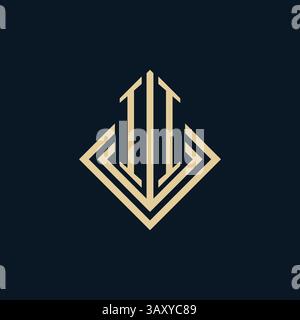 Initials II logo rhombus lines shape style, luxury modern real estate logo design vector graphic Stock Vector