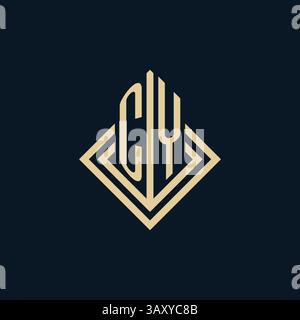 Initials CY logo rhombus lines shape style, luxury modern real estate logo design vector graphic Stock Vector