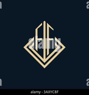 Initials FF logo rhombus lines shape style, luxury modern real estate logo design vector graphic Stock Vector