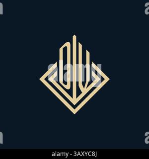 Initials DV logo rhombus lines shape style, luxury modern real estate logo design vector graphic Stock Vector