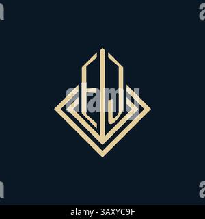 Initials EJ logo rhombus lines shape style, luxury modern real estate logo design vector graphic Stock Vector
