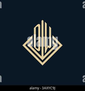 Initials DW logo rhombus lines shape style, luxury modern real estate logo design vector graphic Stock Vector