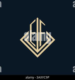 Initials EF logo rhombus lines shape style, luxury modern real estate logo design vector graphic Stock Vector