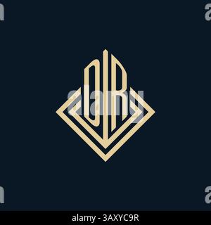 Initials DR logo rhombus lines shape style, luxury modern real estate logo design vector graphic Stock Vector