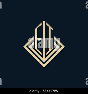 Initials EI logo rhombus lines shape style, luxury modern real estate logo design vector graphic Stock Vector