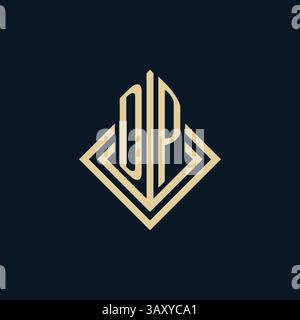 Initials DP logo rhombus lines shape style, luxury modern real estate logo design vector graphic Stock Vector