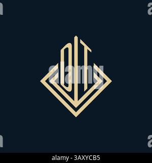Initials DT logo rhombus lines shape style, luxury modern real estate logo design vector graphic Stock Vector