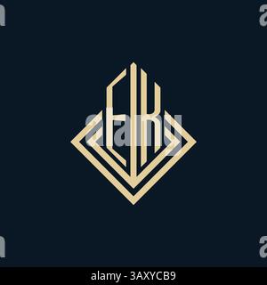 Initials EK logo rhombus lines shape style, luxury modern real estate logo design vector graphic Stock Vector
