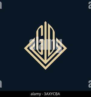 Initials GD logo rhombus lines shape style, luxury modern real estate logo design vector graphic Stock Vector
