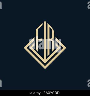 Initials FR logo rhombus lines shape style, luxury modern real estate logo design vector graphic Stock Vector