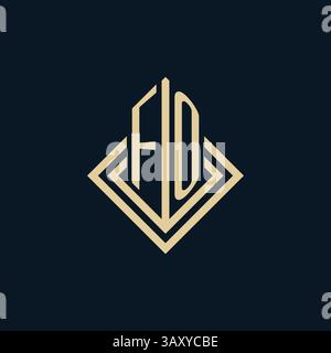 Initials FO logo rhombus lines shape style, luxury modern real estate logo design vector graphic Stock Vector