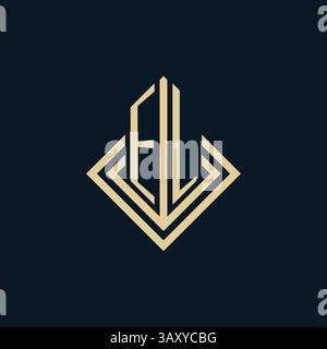 Initials EL logo rhombus lines shape style, luxury modern real estate logo design vector graphic Stock Vector
