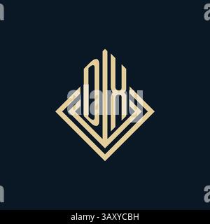 Initials DX logo rhombus lines shape style, luxury modern real estate logo design vector graphic Stock Vector
