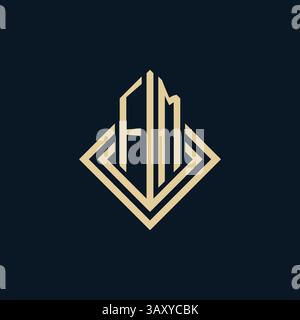 Initials FM logo rhombus lines shape style, luxury modern real estate logo design vector graphic Stock Vector