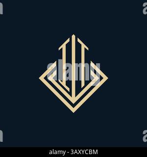 Initials IT logo rhombus lines shape style, luxury modern real estate logo design vector graphic Stock Vector