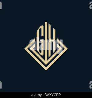 Initials GX logo rhombus lines shape style, luxury modern real estate logo design vector graphic Stock Vector