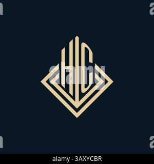 Initials HC logo rhombus lines shape style, luxury modern real estate logo design vector graphic Stock Vector