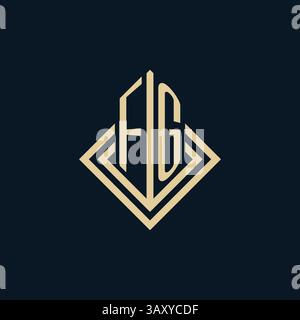 Initials FG logo rhombus lines shape style, luxury modern real estate logo design vector graphic Stock Vector