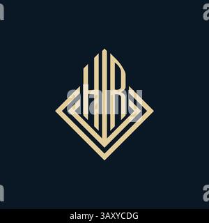 Initials HR logo rhombus lines shape style, luxury modern real estate logo design vector graphic Stock Vector